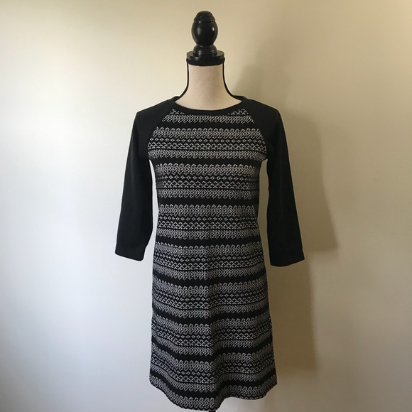 Loft - Black & White Patterned Dress - Picture 1 of 5